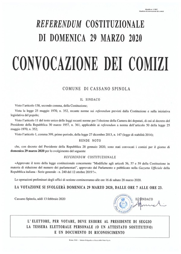 Referendum 29 marzo 2020